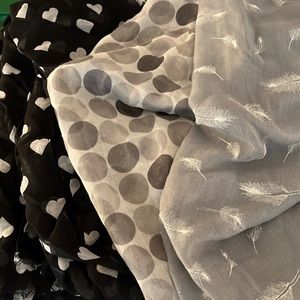 Three rayon scarves